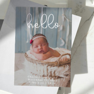 Faire-part Photos pour bébés Moderne Élégante Calligraphie Na