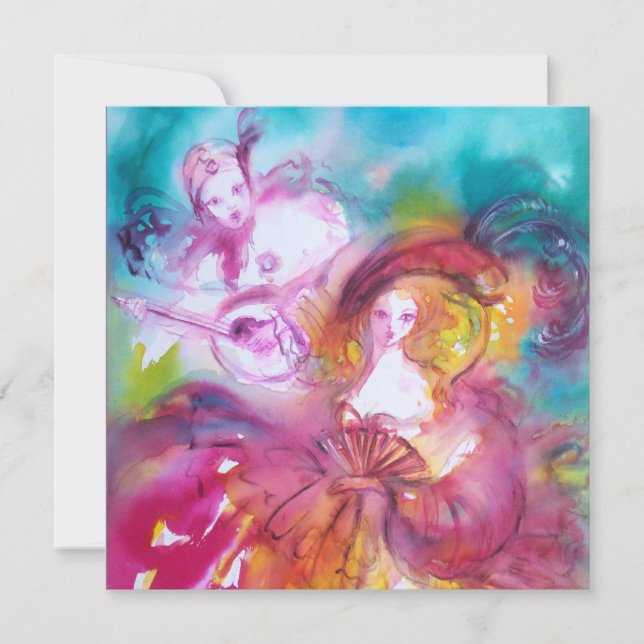 Faire-part PIERROT ET ARLECCHINA Carnaval vénitien, (Devant)