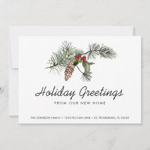 Faire-part Pine Bough Christmas Berries Holiday Moving