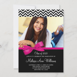 Faire-part Pink Chevron pour la graduation photo