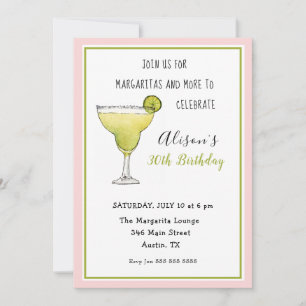 Faire-part Pink & green Margarita fête d'anniversaire Invitat