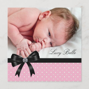 Faire-part Pink Polka Dot Baby Girl Photo Naissance