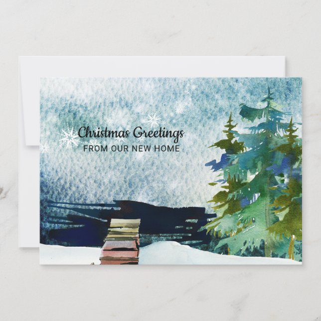 Faire-part Pins de Lakefront Trees Snowy Sky Nouvelle adresse (Devant)