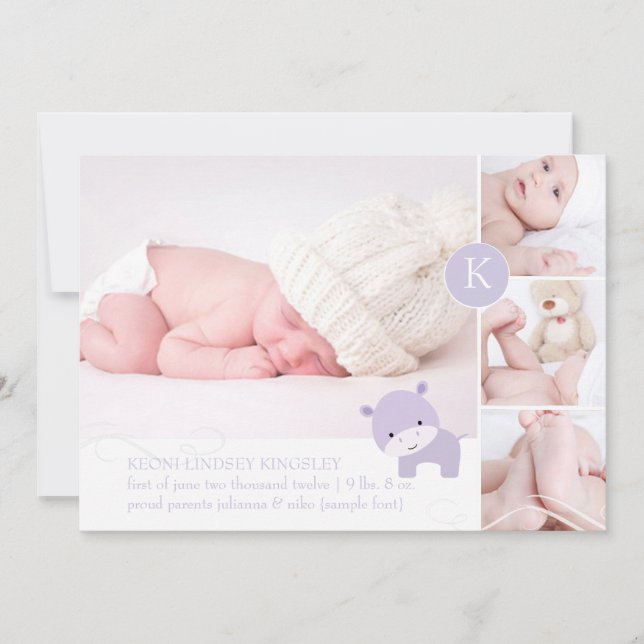 Faire-part PixDezines couleur hippo rose/do-it-yourself accen (Devant)