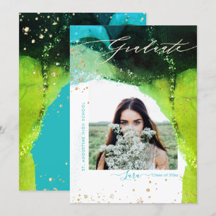 Faire-part PixDezines Graduation Encre d'alcool moderne Abstr
