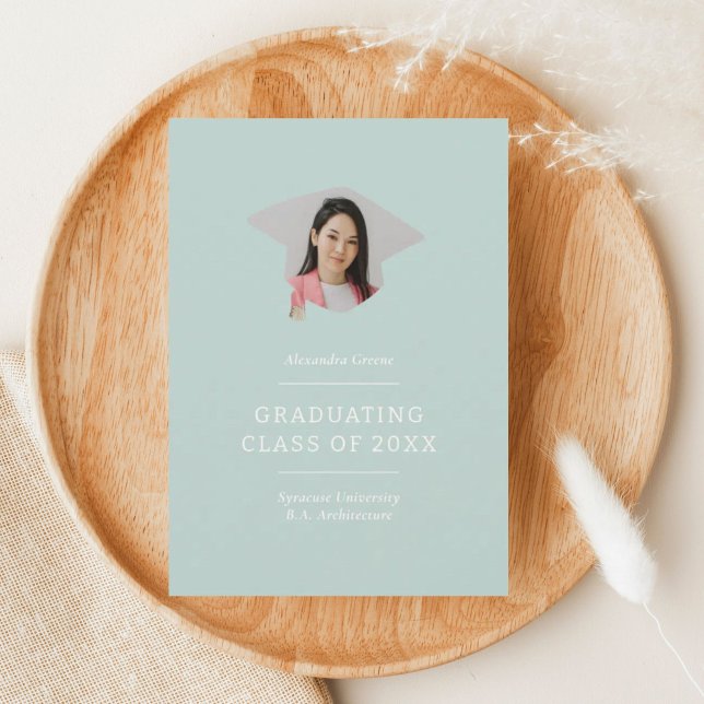 Faire-part Plafond de diplôme Mint Green 1 Photo Graduation (Créateur téléchargé)
