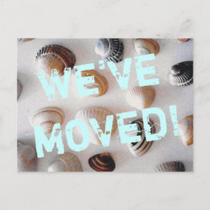 Faire-part Plage thème déménagement carte postale avec coquil