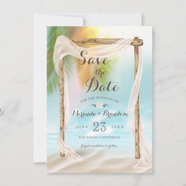 Faire-part Plage tropicale moderne Arbor Boho Mariage (Devant)
