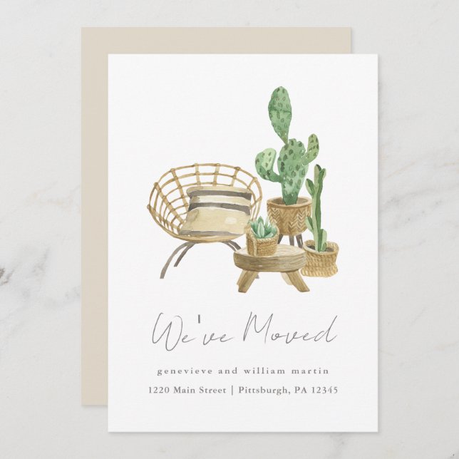 Faire-part Plantes douillets Nouvelle maison déménager (Devant / Derrière)