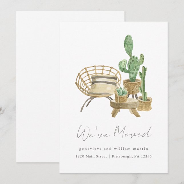 Faire-part Plantes douillets Nouvelle maison déménager (Devant / Derrière)