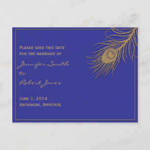 Faire-part Plume de paon Enregistrer la carte postale Date