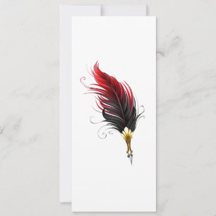 Faire-part Plume rouge avec pointe en or