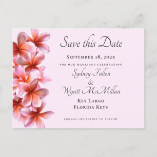 Faire-part Plumeria rose Enregistrer la date Carte postale pe
