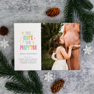 Faire-part Plus la grossesse des Fêtes de Photo du Merrier es