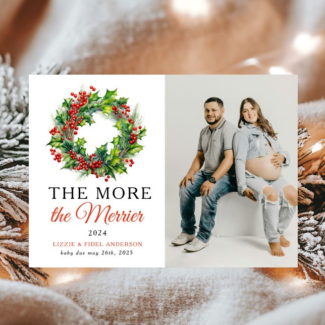 Faire-part Plus La Grossesse Photo De Noël Des Plus Merrières (Créateur téléchargé)