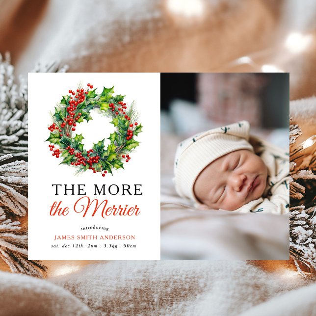 Faire-part Plus la photo de Noël plus Merrier Naissance de bé (Créateur téléchargé)