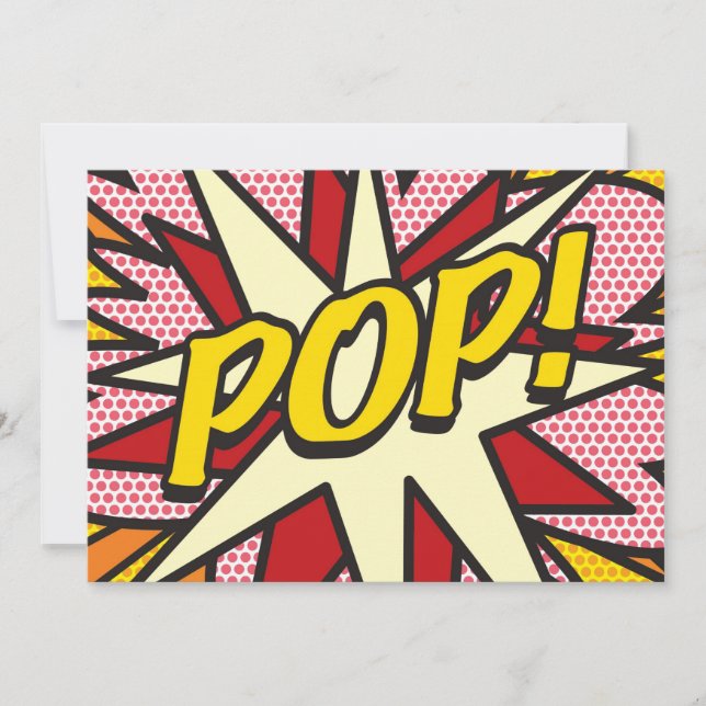 Faire-part POP Votre Message Amusant Art Pop Rétro Bande Dess (Devant)