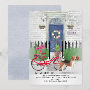 Faire-part Porte de bicyclette de chien Beagle de déménagemen