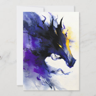 Faire-part Portrait abstrait aquarelle cheval noir