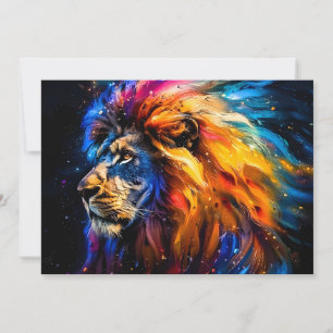 Faire-part Portrait de lion de faune cosmique abstrait