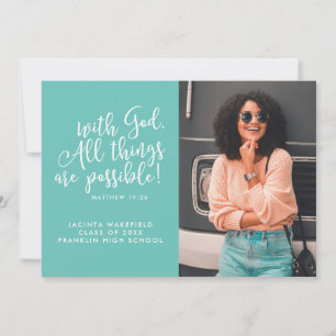 Faire-part Possible Avec Dieu Écriture Photo Graduation