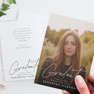 Faire-part Poste photo de diplôme personnalisable