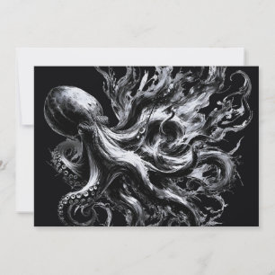 Faire-part Poulpe Kraken Fluide Encre Abstraite