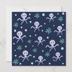 Faire-part Poulpe sous la mer motif pour enfants