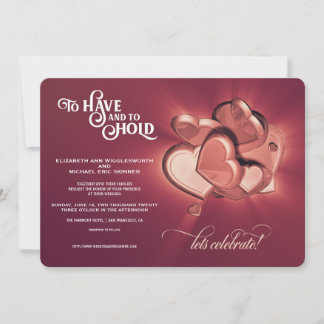 Faire-part Pour Avoir Et Pour Tenir Rose Des Coeurs D'Or Invi