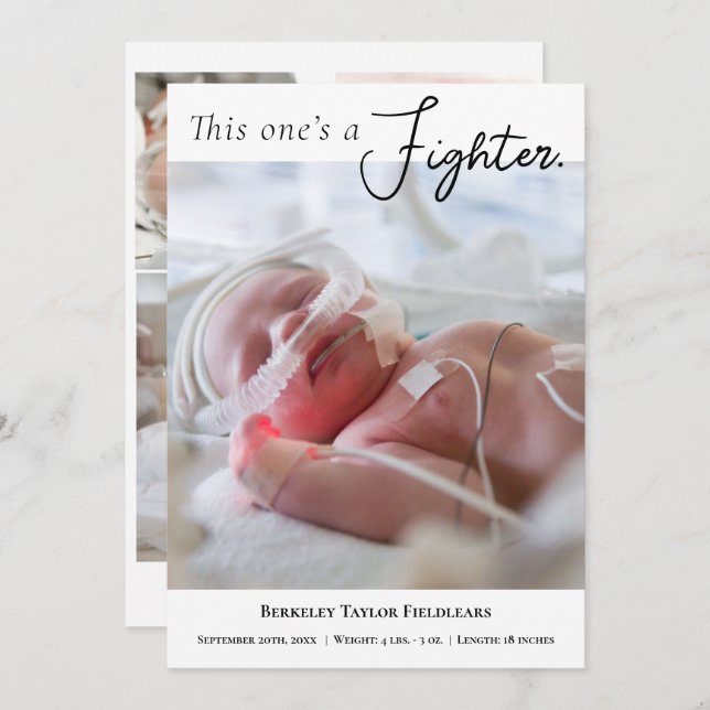 Faire-part Premie photo Baby (Devant / Derrière)