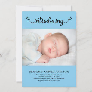 Faire-part Présentation Baby Boy avec papillons Bleu Naissanc