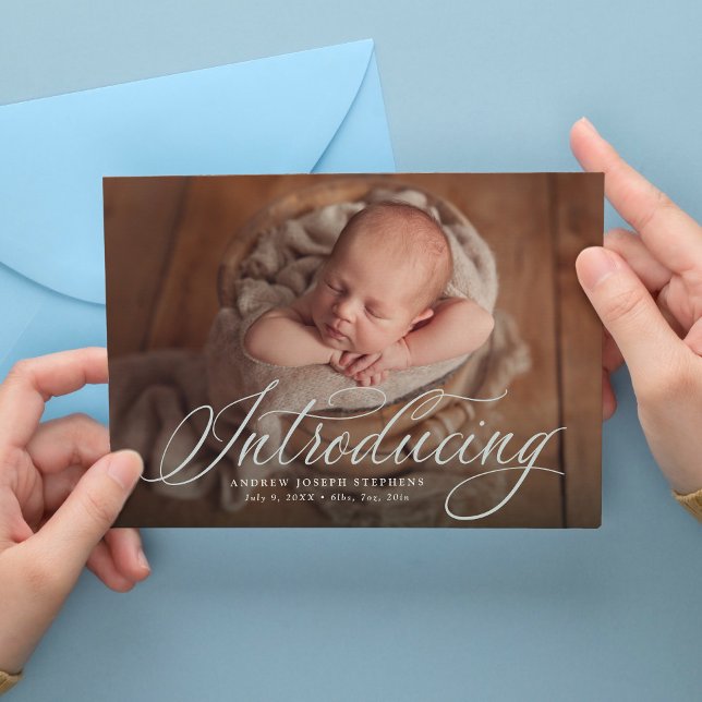 Faire-part Présentation de bébé une photo élégante bleu naiss (Créateur téléchargé)