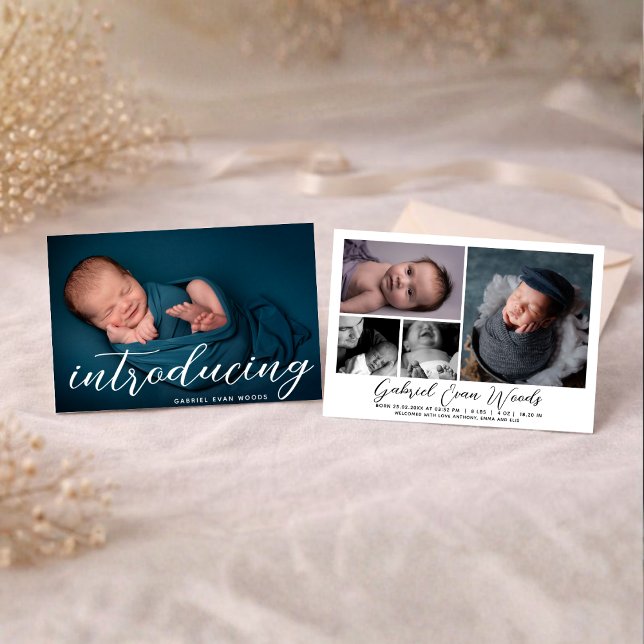 Faire-part Présentation de la naissance en collage photo avec (Créateur téléchargé)