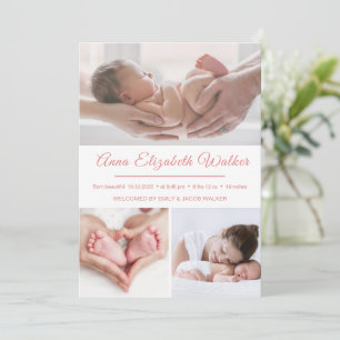 Faire-part Présentation de nouveau-né bébé fille natalité Sta