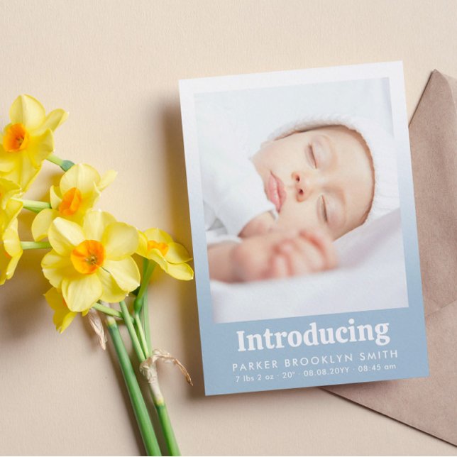 Faire-part Présentation de nouveau-né fille en photo bleu cla (Créateur téléchargé)