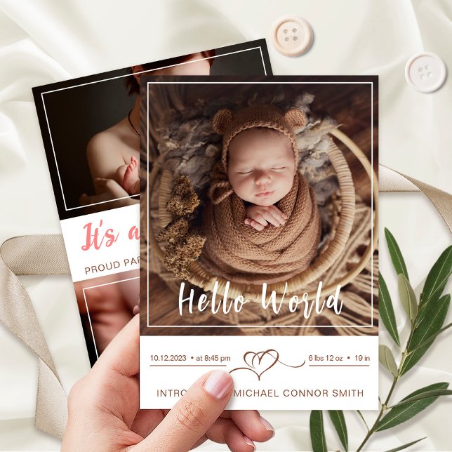 Faire-part Présentation du nouveau-né bébé garçon statistique (Créateur téléchargé)