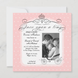 Faire-part Princesse Carriage Polka Dot Swirl Photo Baby Girl