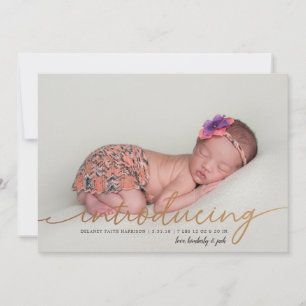 Faire-part Printemps fleurit Floral pleine photo Or naissance