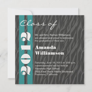 Faire-part Promotion 2012 Aqua Gray Zebra Changer pour n'impo