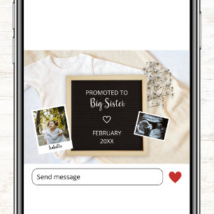 Faire-part Promue Grande Soeur Deuxième Bébé Photo Grossesse