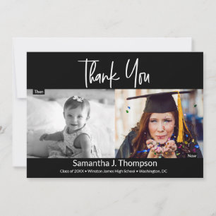 Faire-part Puis et maintenant Merci photo de l’étudiant
