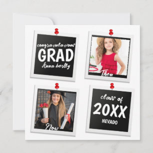 Faire-part Puis Et Maintenant Mignonne 2 Photos Graduation