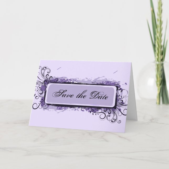 Faire-part Purple Abstract Floral Save the Date (Devant)