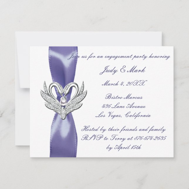 Faire-part Purple Blue Silver Swans (Devant)