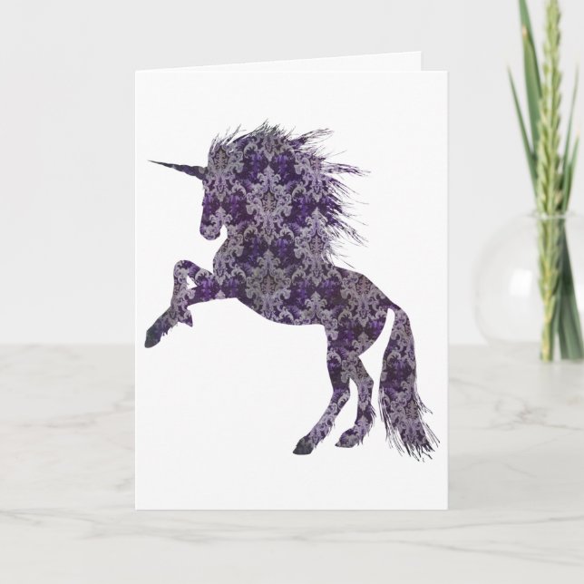 Faire-part Purple Boho Unicorn, Mariage Félicats (Devant)