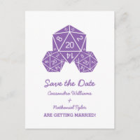 Purple D20 dés Enregistrer la date Carte postale