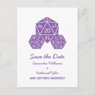 Faire-part Purple D20 dés Enregistrer la date Carte postale