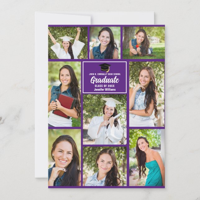 Faire-part Purple Graduate Photo Collage Moderne Graduation (Devant)