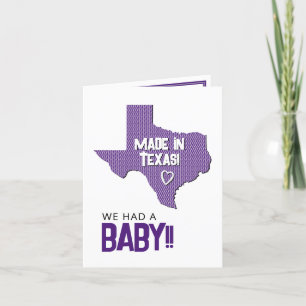 Faire-part Purple Herringbone Fabriqué au Texas Photo Baby