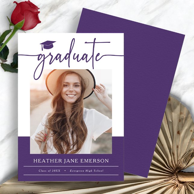 Faire-part Purple Modernisation Graduation (Purple Modern Photo Graduation Announcement by Painted Paperie
)